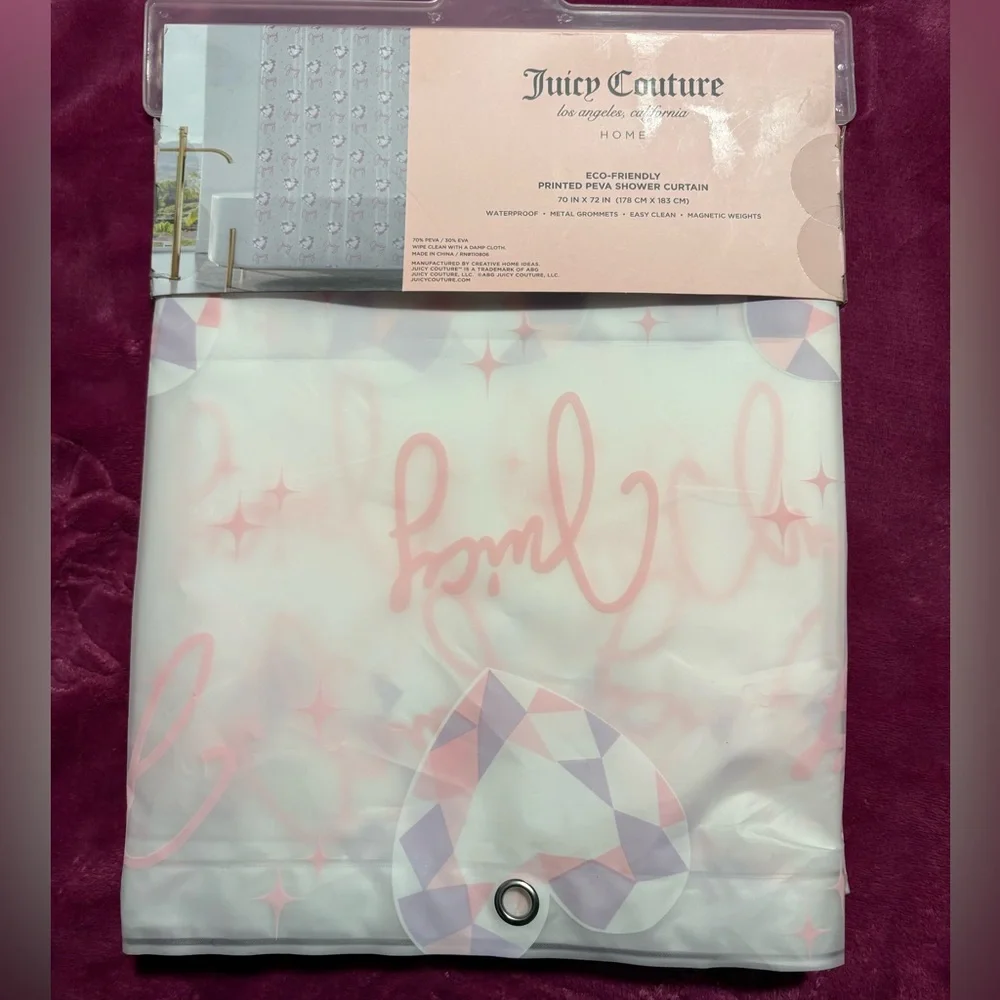 Juicy Couture Pink and White Diamond Pattern Curtain